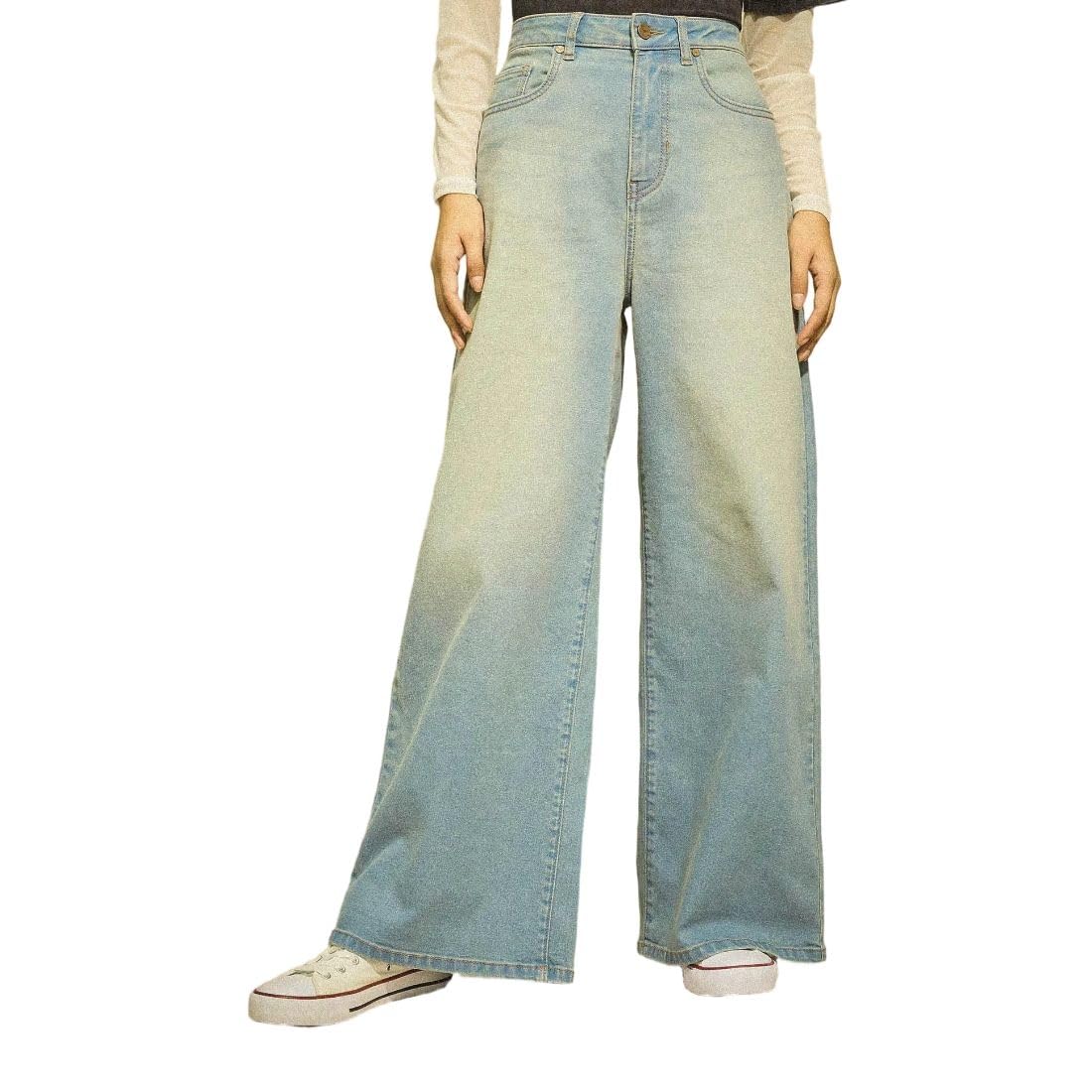 flying machine Women's Ultra Wideleg Fit Jeans| Solid | High Rise | Stretchable | Jeans for Woman-picture-16