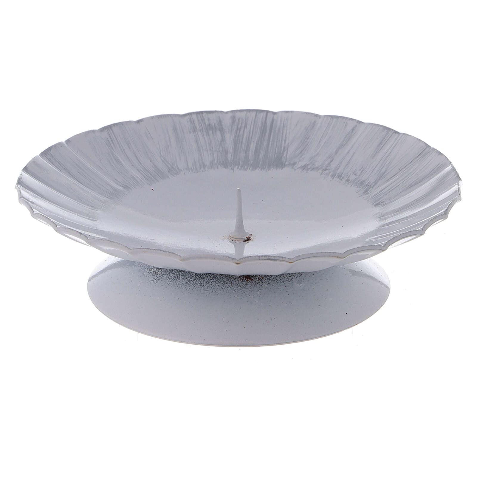 White and Silver Iron Candle Holder with jag Diameter 11 cm