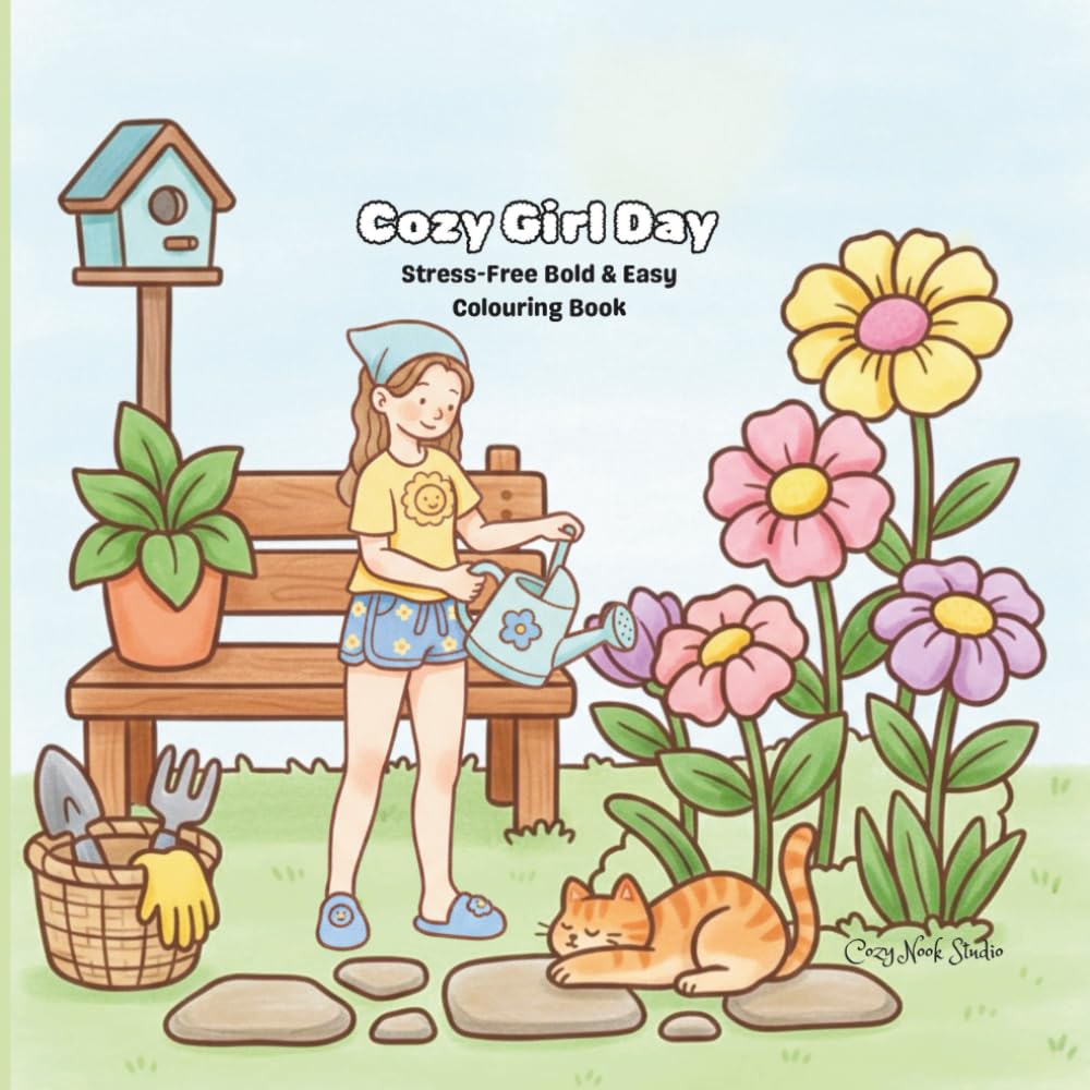 Cozy Girl Day: Stress-Free Bold & Easy Colouring Book