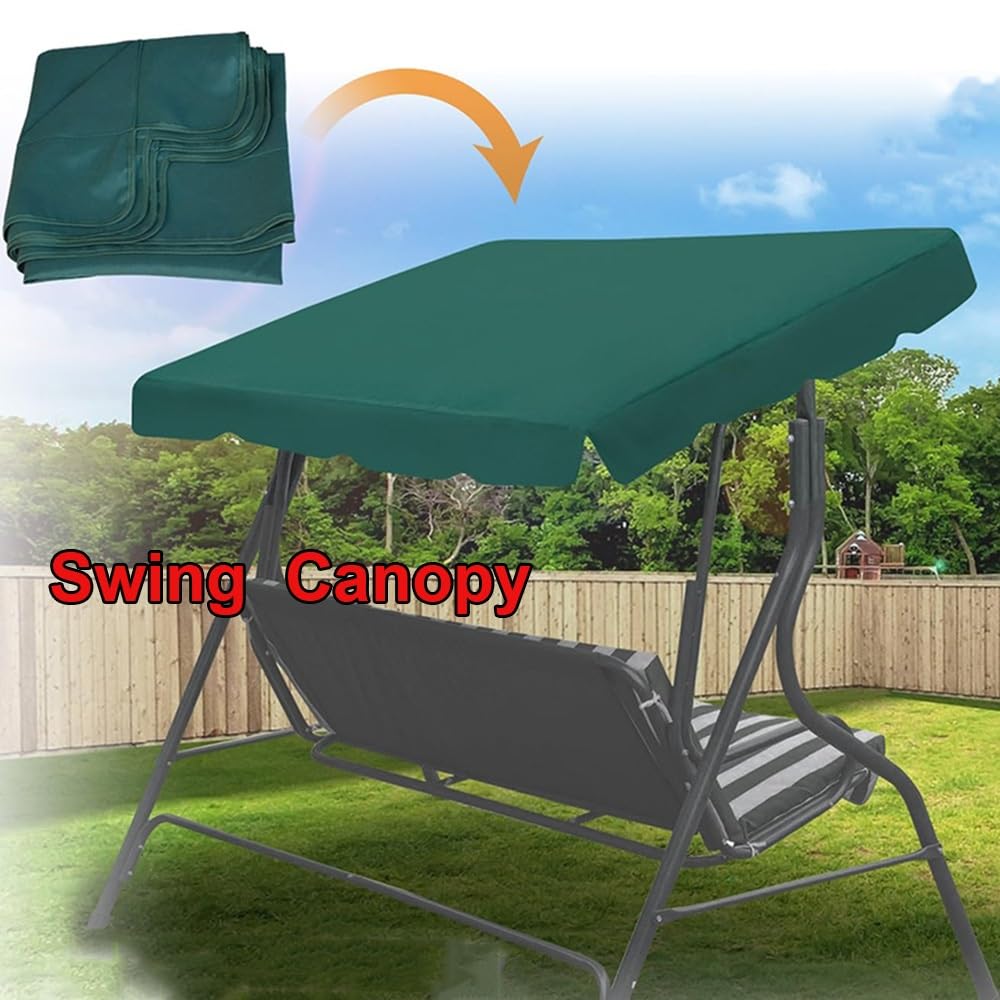 Copertura per Altalena Hollywood Impermeabile Baldacchino di Ricambio per Tettuccio Dondolo, Tenda da Sole per Altalena da Giardino 2/3 Posti(Dark Green,249x185cm(98x73inch))