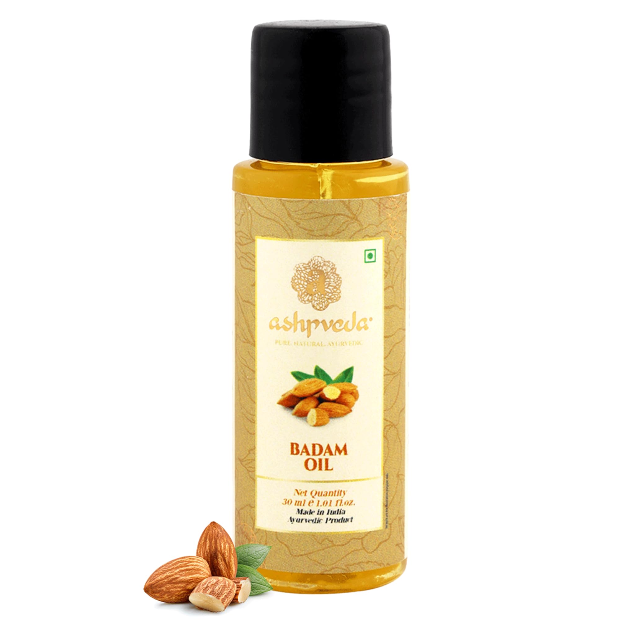 Ashpveda Ayurvedic Cold Pressed Almond Oil | Enriched With Vitamin A & E | Ayurvedic Badam Oil for Skin and Hair Care (30 ml)