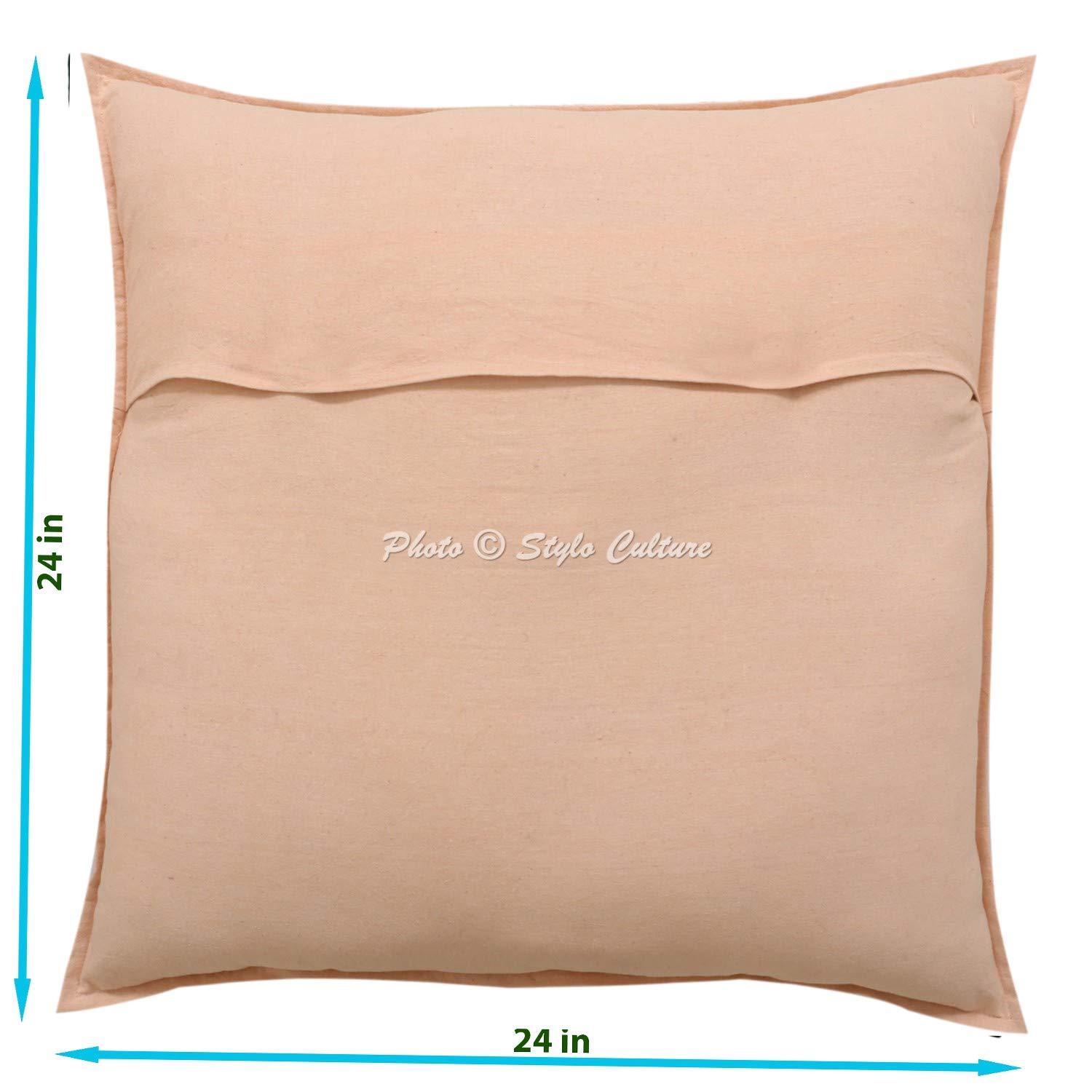 Bohemio Fundas para Almohadones Decorativos 60x60 cm Algodón Espejado Fundas Cojines Sofa Melocotón 24x24 Inch Bordado Cuadrado sobre Funda Cojin Cama - 5 Pcs