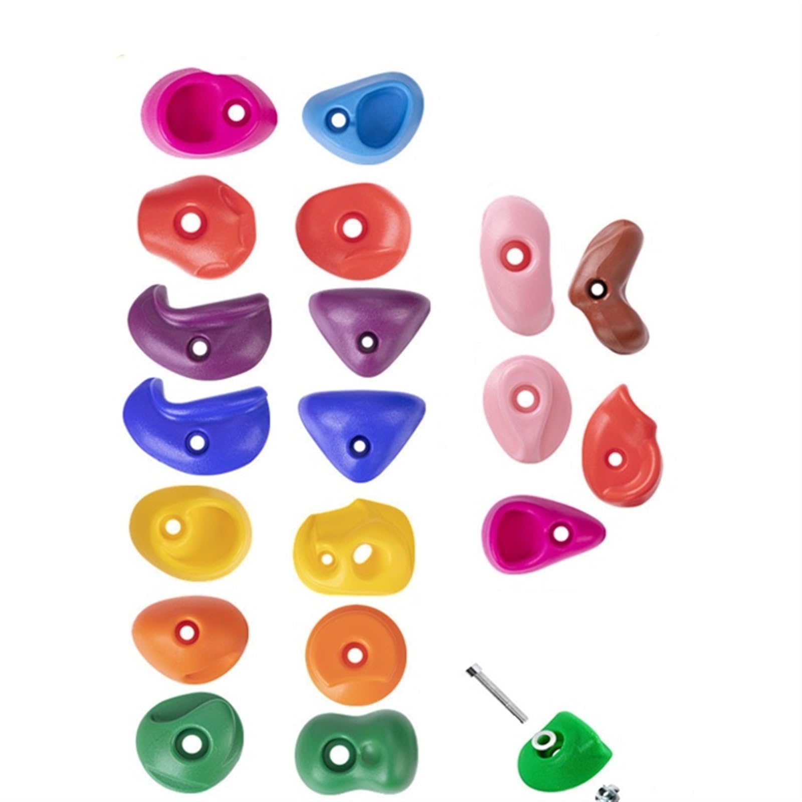 Climbing Holds， Rock Climbing Wall Holds Wood Playground Sports Game Hand Feet Hold Grip Kit for Frame Bracket(Color 19pcs Without Screw)