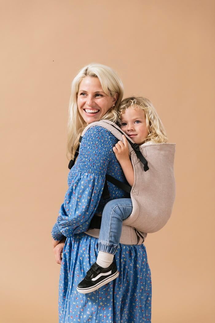 Tula Toddler Linen Baby Carrier for Toddlers, Ergonomic Toddler Carrier Belly Carrier Back Carrier, Sand - Image 2