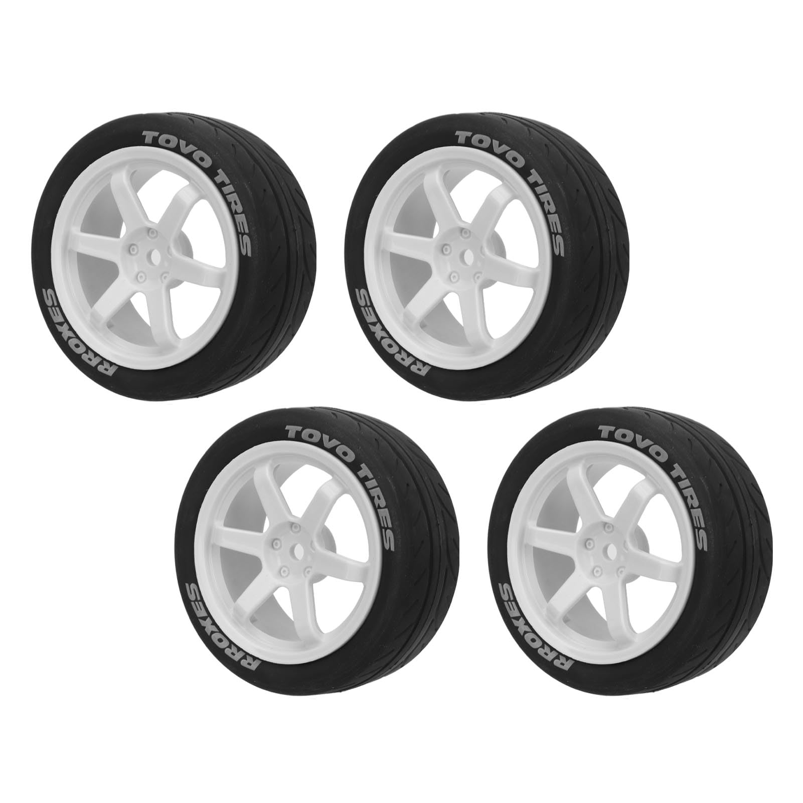 Roues 1/10 RC, Pneus 1/10 RC Lisse en Caoutchouc Plastique Résistant à l'usure 4 Pièces Faciles à Installer pour TT02 (White