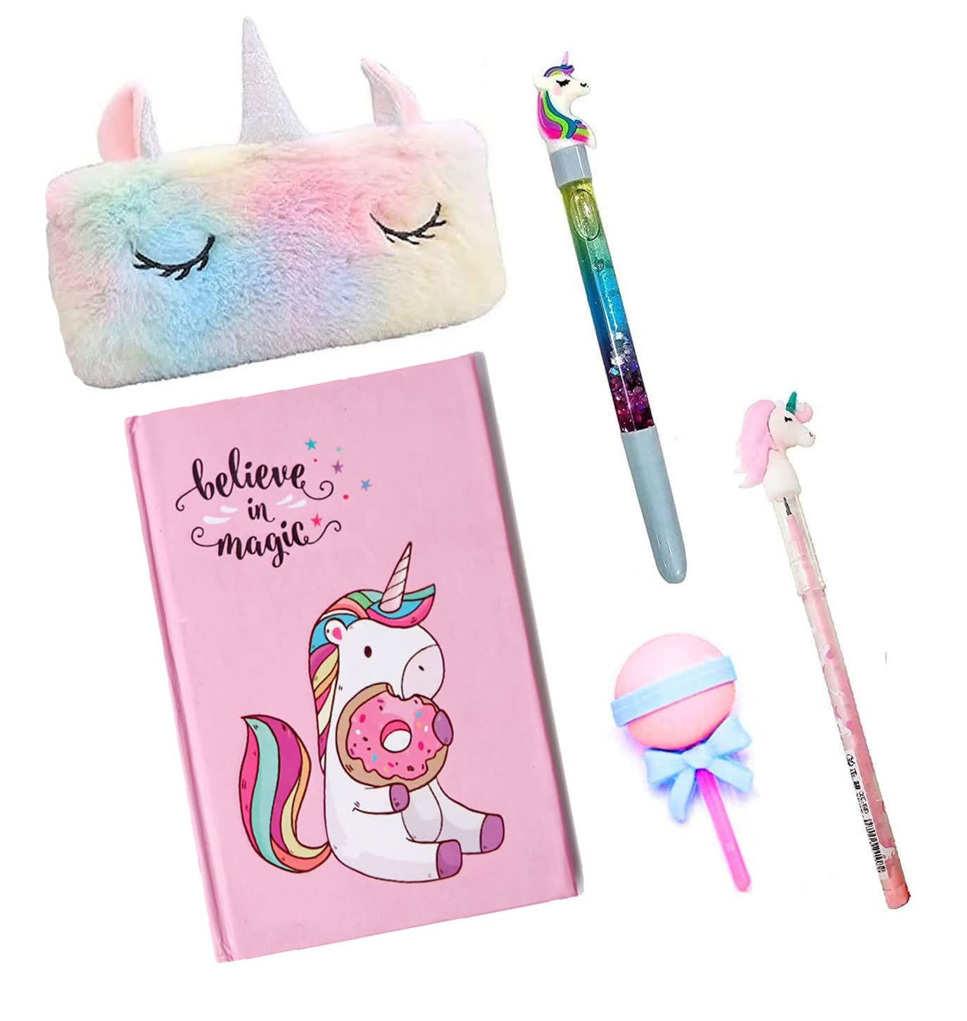 KOBBET Unicorn Combo Unicorn A5 Diary For Girls,Unicorn Notebook For Girl With Fur Pencil Box/Case,Unicorn Pen,Unicorn Bullet Pencil,Eraser For Unicorn Lover 5Pcs Party Favor Return Gift (Pink) (B0BRS8Z6HW) Amazon Price History, Amazon Price Tracker