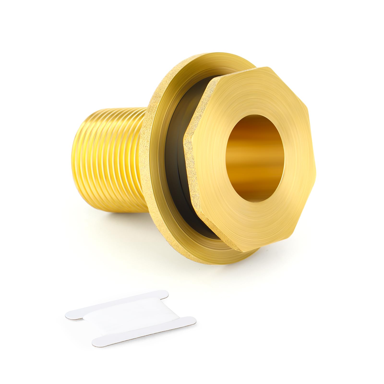MEANLIN 1PCS Brass Bulkhead Tank Fitting, 3/4" BSP Male Thread Water Tank Connector with Rubber Gaskets for Water Tanks, Ponds, and Plumbing Systems