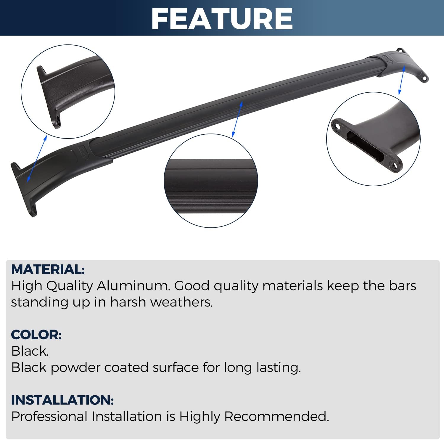 ECOTRIC Roof Rack Cross Bars Compatible with 2015-2020 Chevy Tahoe Suburban Escalade GMC Yukon Luggage Cargo Ladder Crossbars Bike Load Roof Cross Rail Replacement for Part 23256564 Hold up to 220lbs