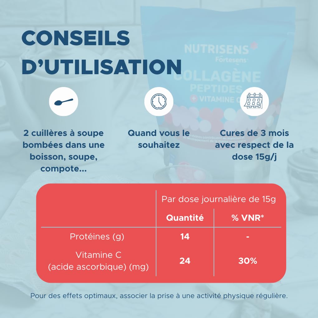 NUTRISENS Fortesens, Peptides de Collagène Poudre Type 1 et 3 + Vitamine C + Protéines, Breveté BODYBALANCE®, Soutien Articulaire, Musculaire et Perte de Masse Grasse, 330g Goût Neutre, Made in France