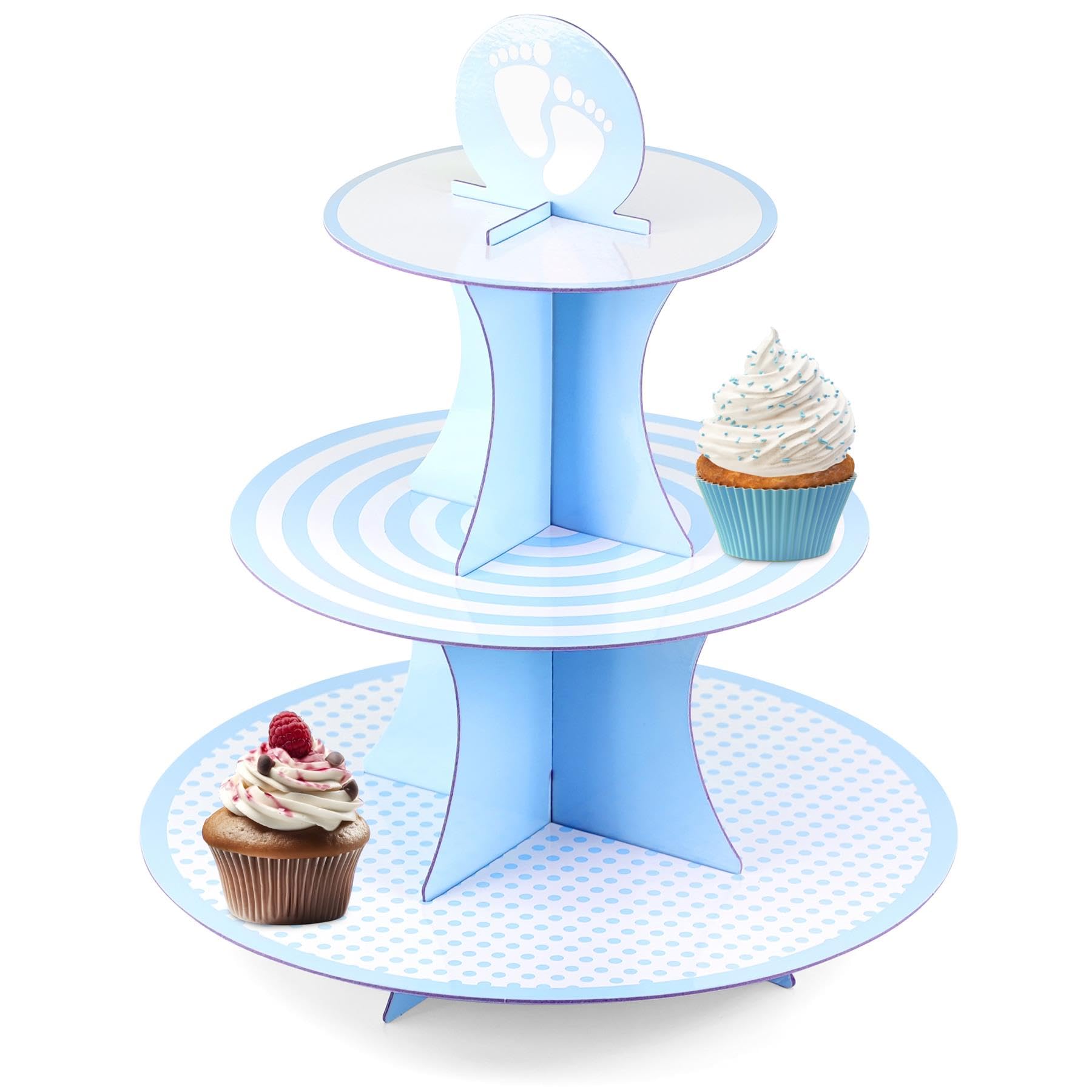 Geezy 3 Tier Cardboard Cupcake Stand Birthdays Afternoon Tea Wedding Cake Stand Blue from B&Q