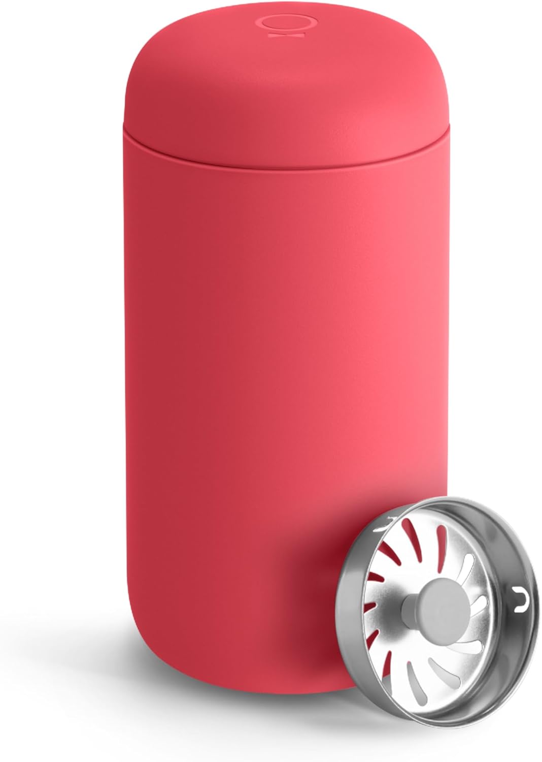 Fellow 12 oz Carter Move Travel Mug - Vacuum-Insulated Stainless Steel Travel Coffee Mug - Coffee Tumbler with Ceramic Interior and Splash Guard - Coral Crush