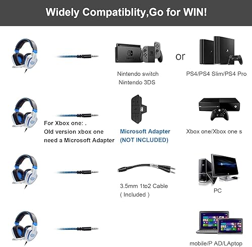 Miniatura 6 de Anivia Auriculares sobre la oreja para computadora con cable con micrófono, auriculares estéreo de 0.138in para juegos con graves, sonido