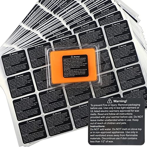 MILIVIXAY 500pcs Black Wax Melt Warning Labels - Wax Melt Warning Stickers, 1.8 x 1.5 inches