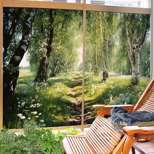 Vinilo para ventana estilo vitral Rustic Forest 2 piezas miniatura 4