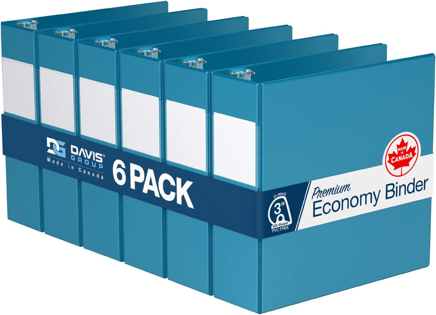 Premium Economy Lot de 6 classeurs à 3 anneaux pour l'école ou le bureau, 7,6 cm, turquoise