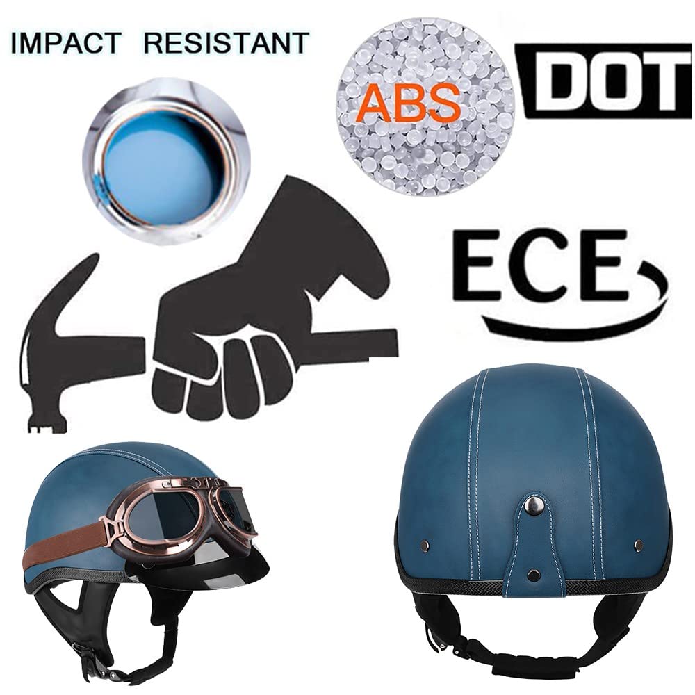 Motorcycle Half Shell Jet Helmet, Motorcycle Helmet With ECE/DOT Certification, Jet Helmets For Adults Men Women, Open Face Collision Helmet With Sun Visor, For Biker, Scooter, Cruiser 1, M = 57-58 Cm - View #2