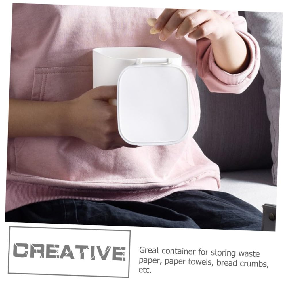 Caneca de basura pequeña para escritorio de plástico blanca miniatura 3
