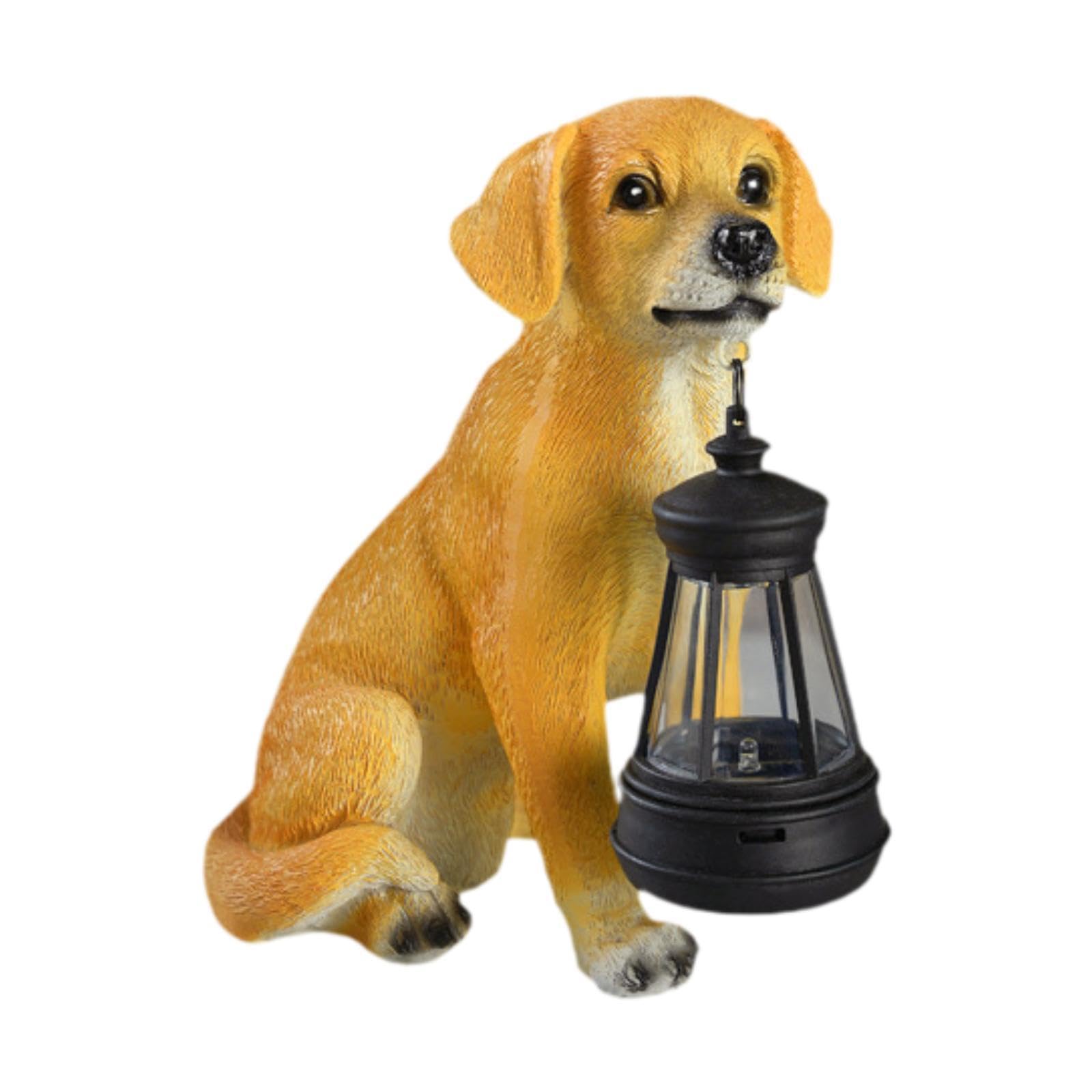 Qianly Statue da Giardino Esterno per Cani Luce Solare con Luci Solari Moderne Artigianato di Regalo per Animali da Regalo per Cortile Fuori da Giardino