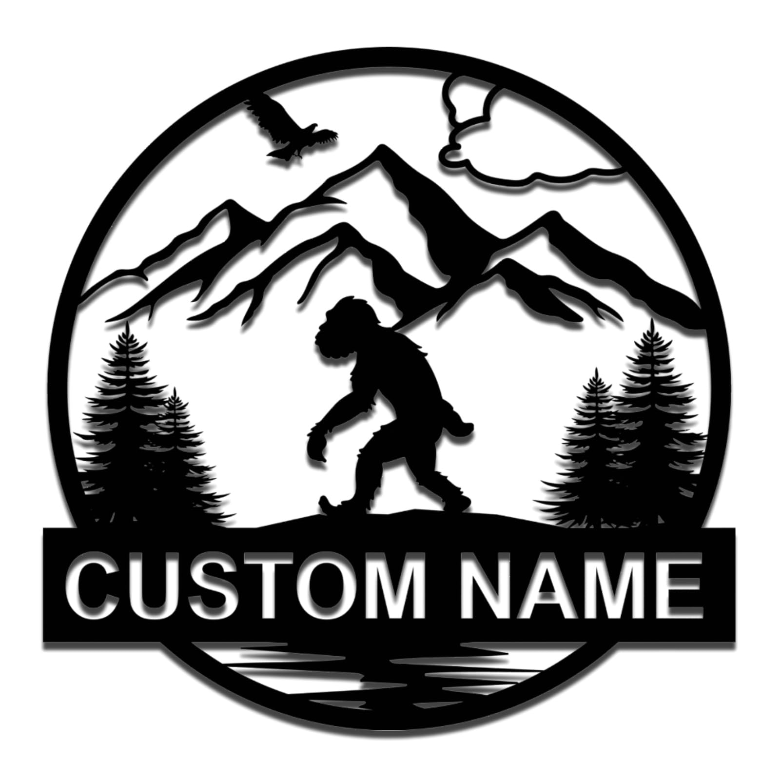 Met5kdm Bigfoot Custom Outdoor Wild Man Metal Name Sign,Personalised Mountainwall Art,Yard Man Cave Porch Cabin Backyard Decor,Yeti Sign