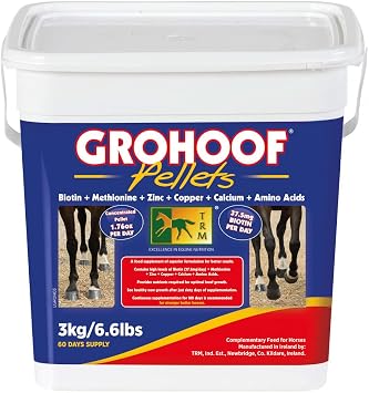 TRM Grohoof Horse Feed Supplement for Healthy Hooves | Biotin, Methionine, Copper, Zinc for Keratin Production - 6.6 lb 3 Kg - 6.6 lb