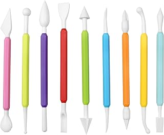 hocadon Lot de 9 Outils de Modelage Fondants, Outil de Modélisation de Gâteau Sculpture pour Pâtisserie, Glaçage, Pâte à Sucre, Outils de Décoration de Gâteaux