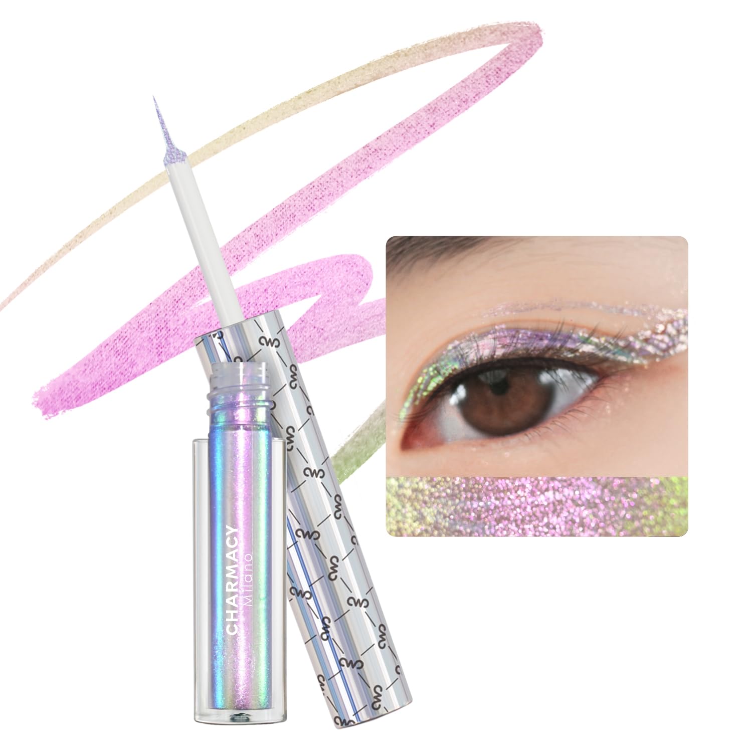 CHARMACY Chameleon Liquid Glitter Eyeliner, Highly Pigmented, Metallic Intense MultiColor Shifting waterproof Eyeliner