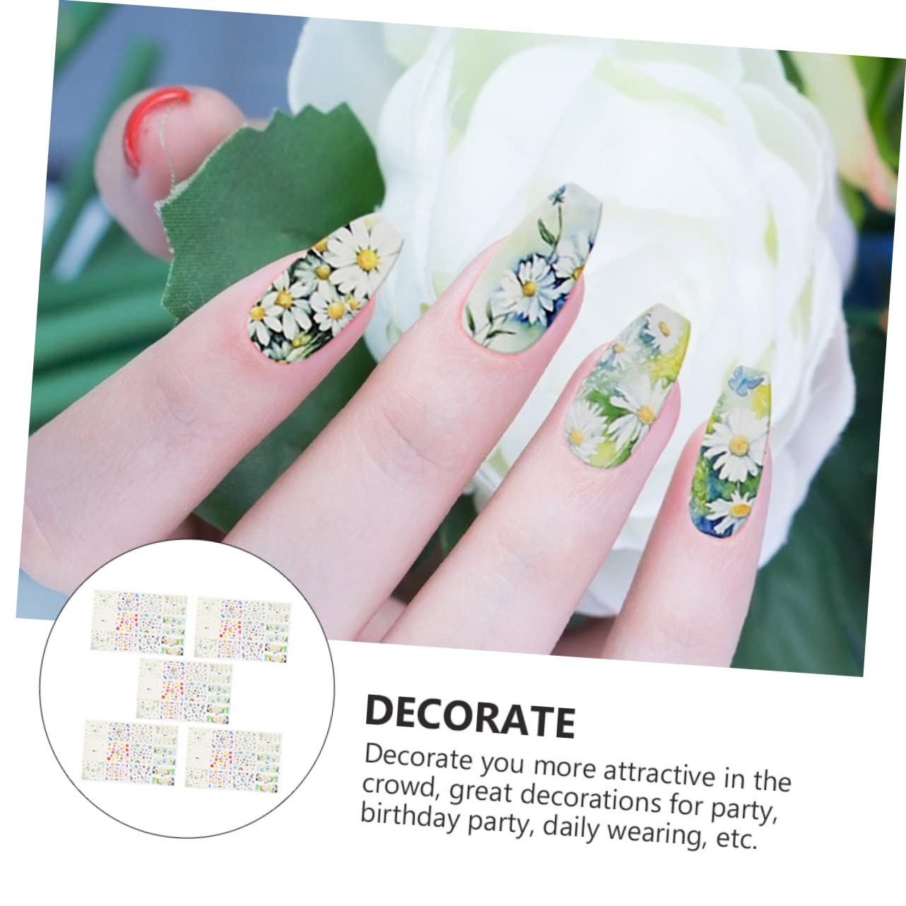 3 Set Adesivi Unghie Fiori Autoadesivi Decorazioni Nail Art Per Manicure Diy Facile Applicazione Per Principianti E Professionisti Per Quotidiana 5 Fogli*3