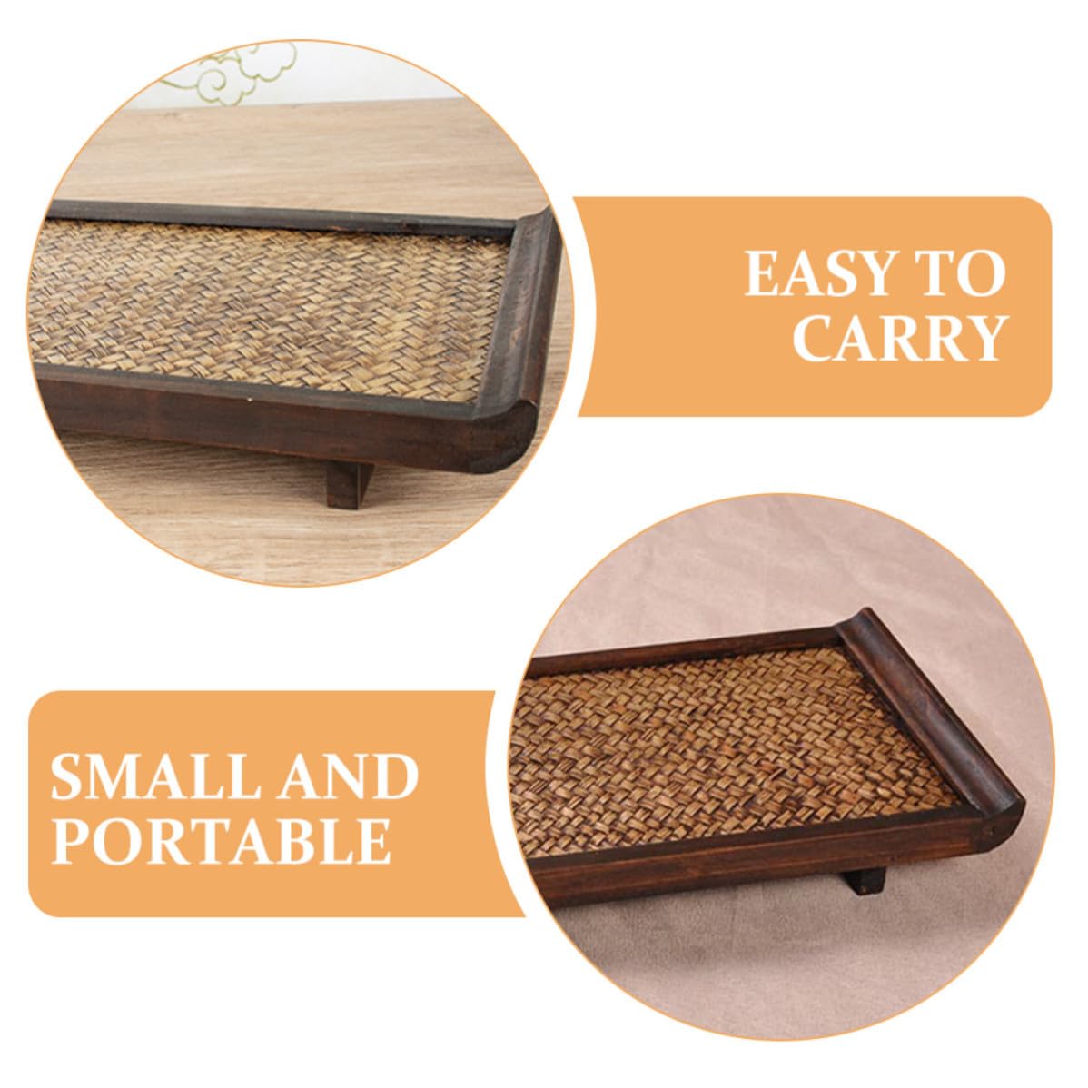 Gadpiparty Bandeja Rectangular de Madera y Bambú para Servir Comida y Tazas de Té, Diseño Simple y Portátil, Adecuado para Reuniones Familiares y Cafeterías