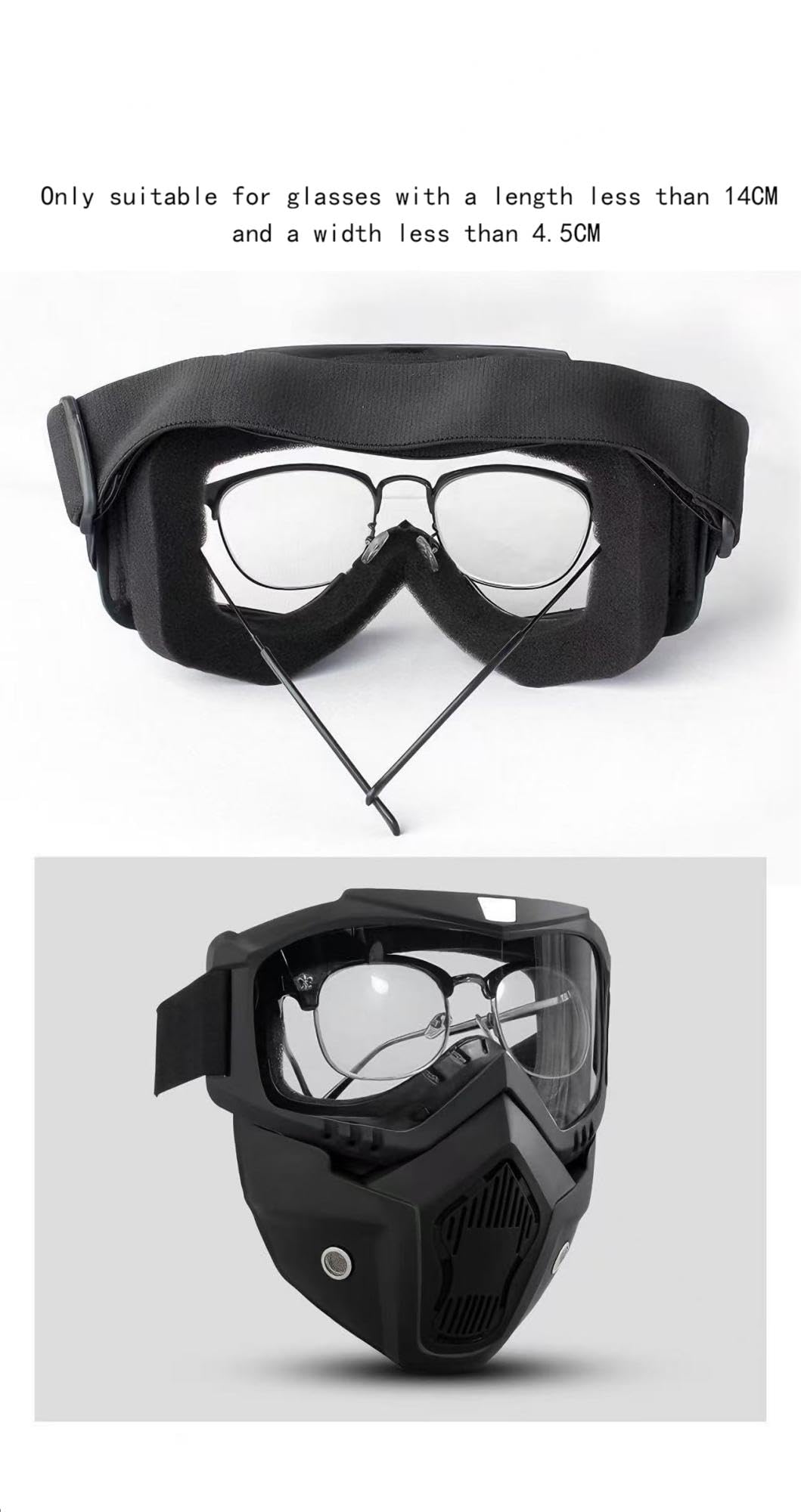 Airsoft, Paintball Full Face Tactical Mask, Masque Amovible avec Visière Lunettes Moto Ride Ski Halloween CS Game Cosplay