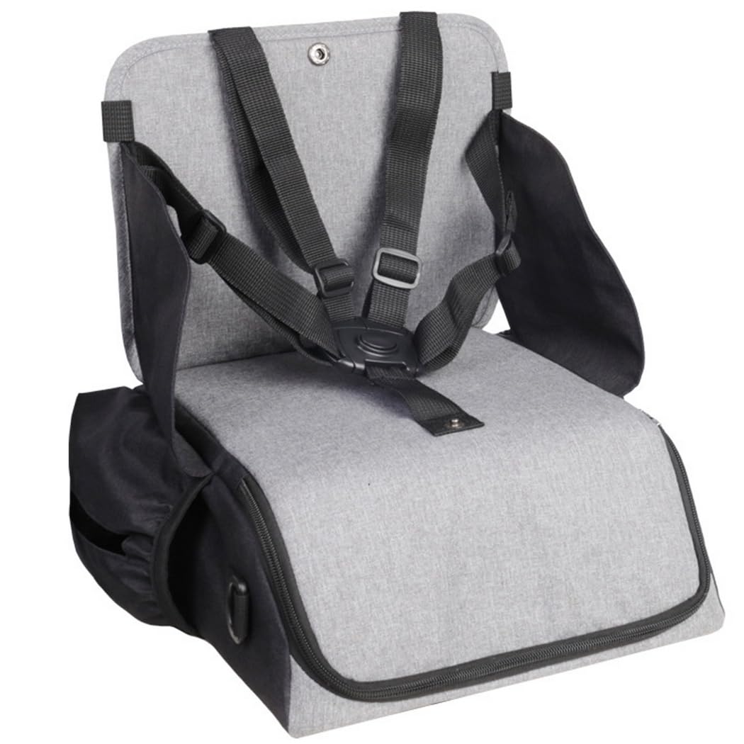 Siège rehausseur 2 en 1 avec rangement, siège pliant pour table, siège d’alimentation transportable, harnais de sécurité réglable, sac de transport pour vêtements, couches et essentiels de voyage