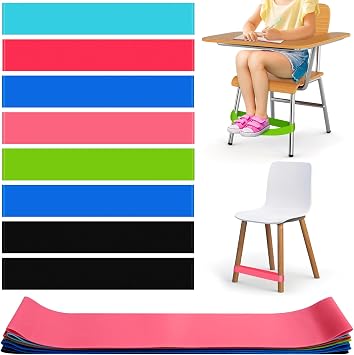8 Pack Chair Bands with Fidgety Feet ADHD Tools, ROOKEA Fidget Chair Band for Sensory Improve Focus & Reduce Restlessness, Home Must Haves for ADHD ADD Autism, Alternative Seating