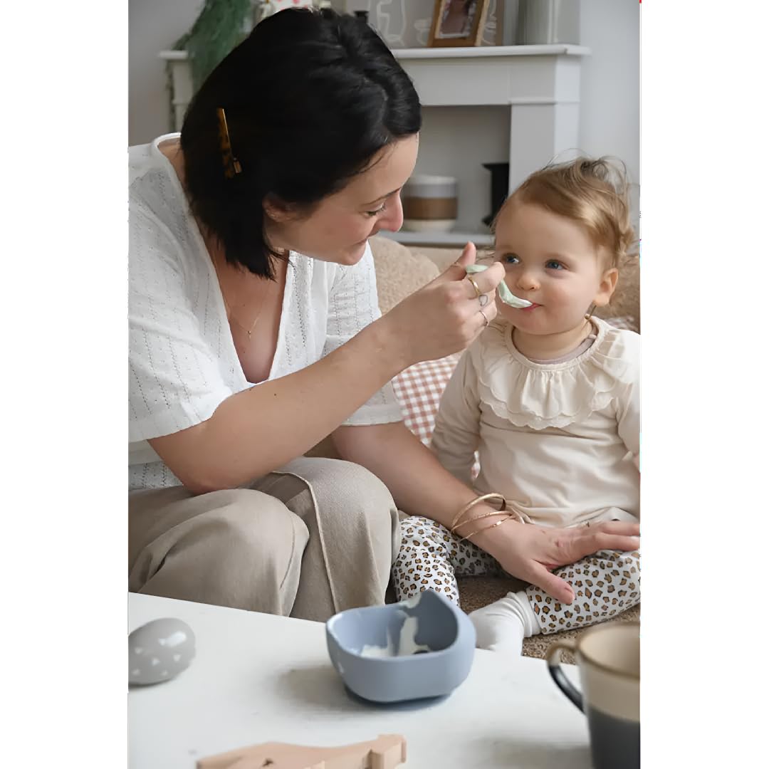 BÉABA Bol de Silicona con Ventosa, Cuenco para Bebés y Niños, Antideslizante, Antivuelco, Se adhiere a la perfección a la mesa y bandeja de la trona, Microondas, Comida Infantil, Gris