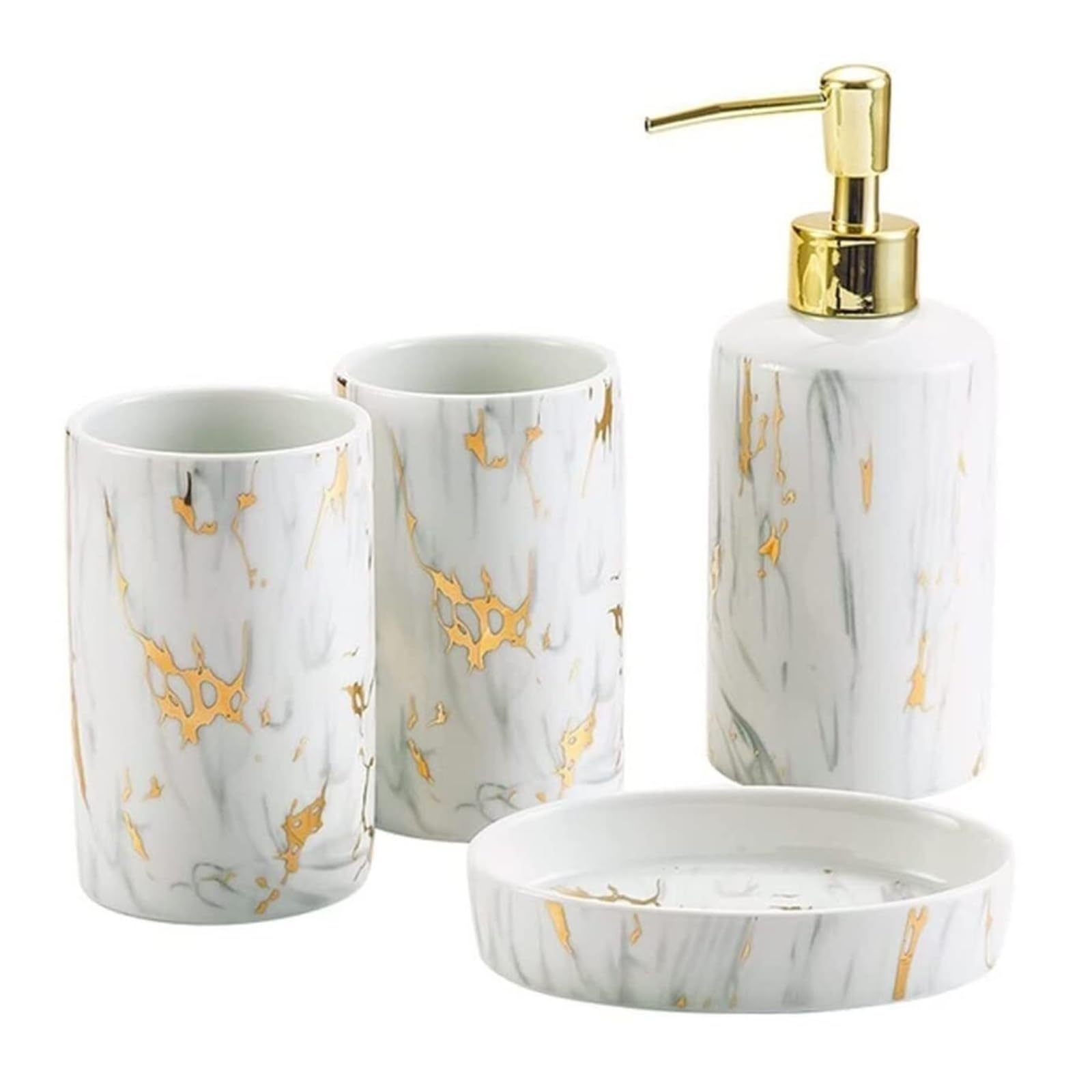 Juego de accesorios baño cerámica 4 piezas para lavabo y decoración