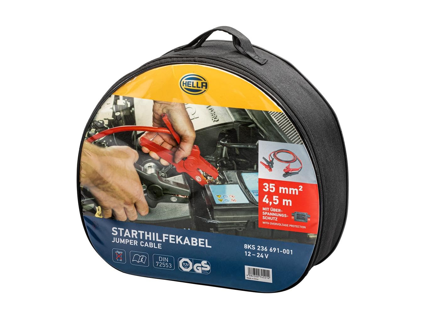 HELLA 8KS 236 691-001 Cavo avviamento ausiliario, 12/24V, 480A, Cavo 4.5m, con protezione contro sovratensioni