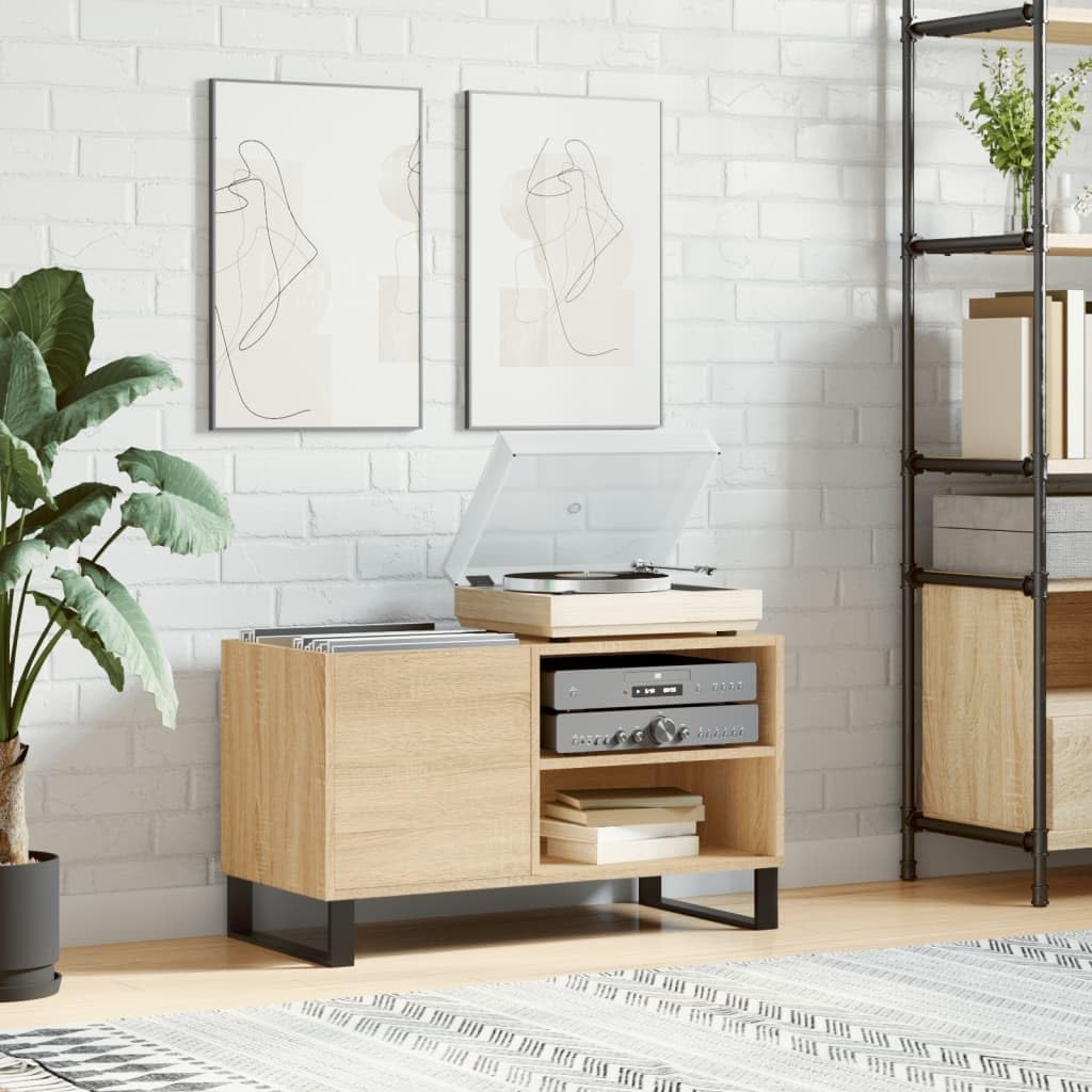 Tomostar Support pour Tourne-Disque, Porte-disques Présentoir Meuble de Rangement pour Disques Vinyles chêne Sonoma 85x38x48 cm Bois d'ingénierie