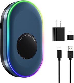 BNING Mouse Jiggler, Undetectable Mouse Mover Device, RGB Light Mouse Shaker Simulator for Computer Laptop Awakening, No Software & Driver-Free, Include USB C to USB Adapter & Charger (Classic)