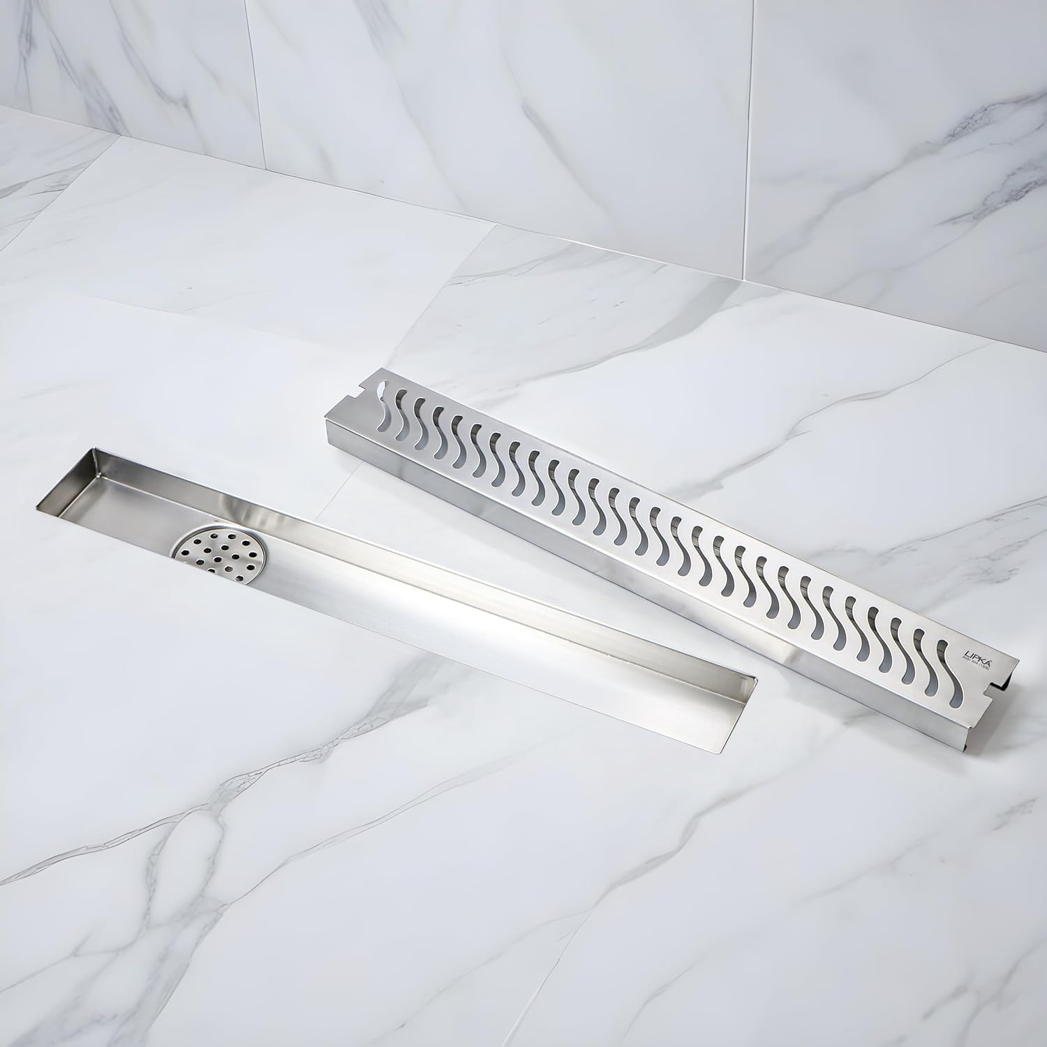 See full amazon price history chart for LIPKA Wave Shower Drain Channel | 18 × 3 Inches | 304 Stainless Steel Shower Water Drain Channel | Floor Drain with Cockroach Trap, Side Hole Without Collar LIPKA Wave Shower Drain Channel | 18 × 3 Inches | 304 Stainless Steel Shower Water Drain Channel | Floor Drain with Cockroach Trap, Side Hole Without Collar (B081Q9CP6Y) Amazon Price History, Amazon Price Tracker