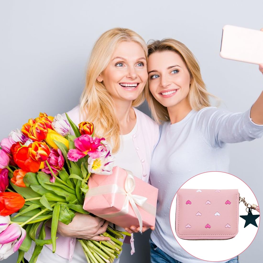 Portafoglio Bambina In PU Con Cuore Ricamato - Borsellino Elegante Con Nappa E Zip - Regalo Per Ragazze