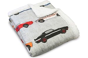 Lush Decor Cozy Sherpa Blanket, Kids Racing Cars Throw Blanket