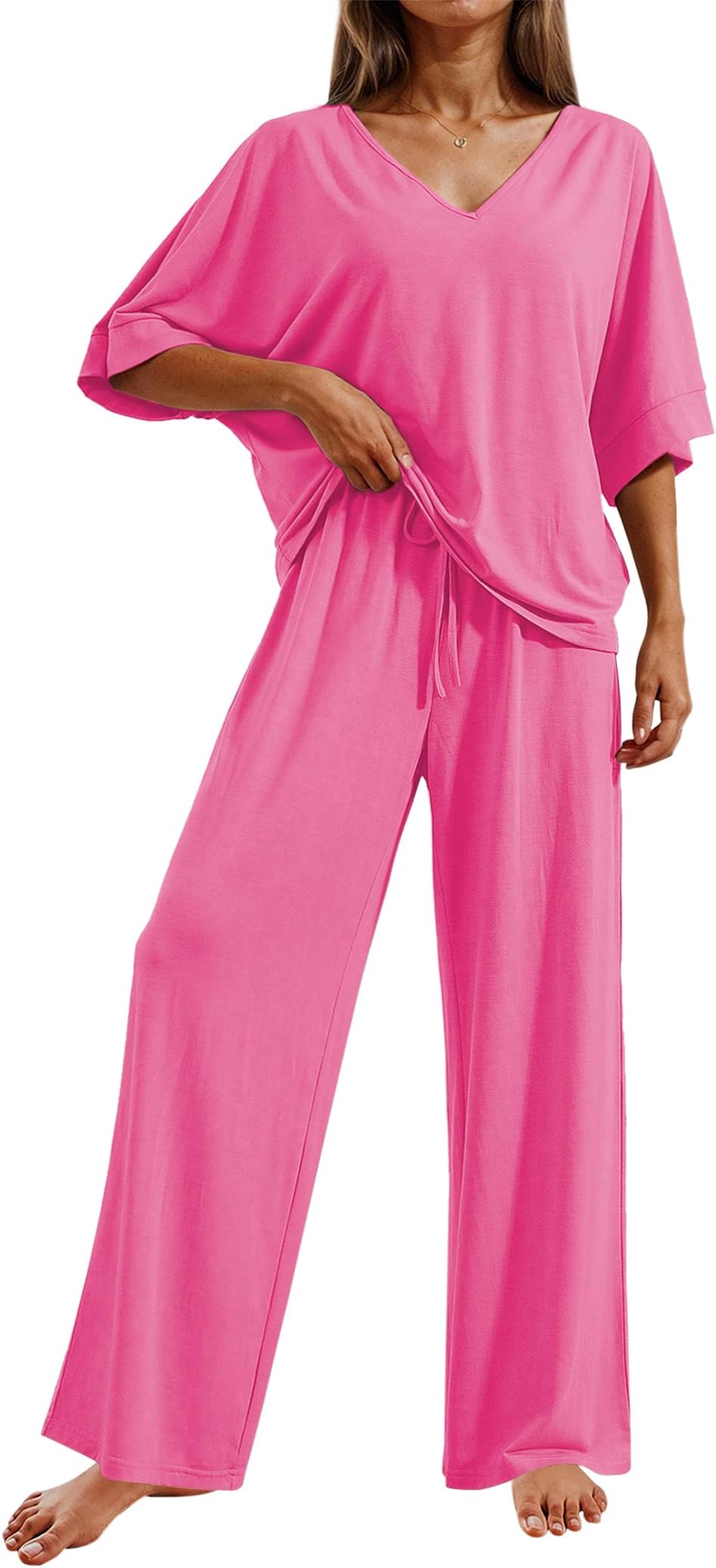 Pajama Sets for Women 2 Piece Lounge Set Short Sleeve Tops and Long Pants Soft Comfy Pjs Sleepwear Outfits S-XXL