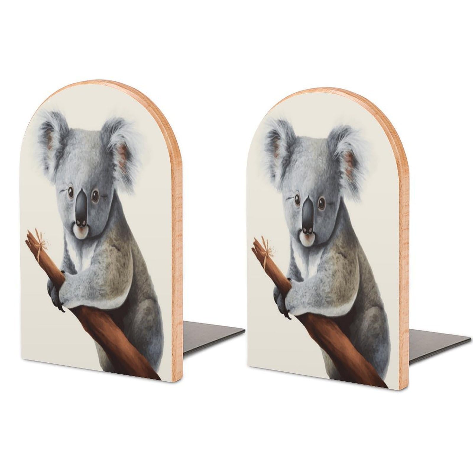 Koala and Butterfly Bookends Modern Bookends for Shelves Fashion Heavy Duty Book Stopper Sturdy Non-Skid Metal Base Wood Book Ends for Library Home Office 1 Pair