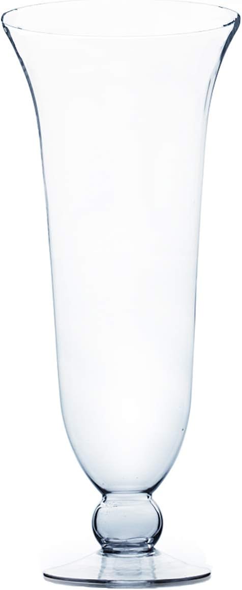 WGV Trumpet Vase, Open Width 6", Height 17.5", Taper Down (Multiple Sizes Choices) Clear Glass Floral Planter Centerpiece, Wedding Event Home Decor, 1 Piece (VTV2618)