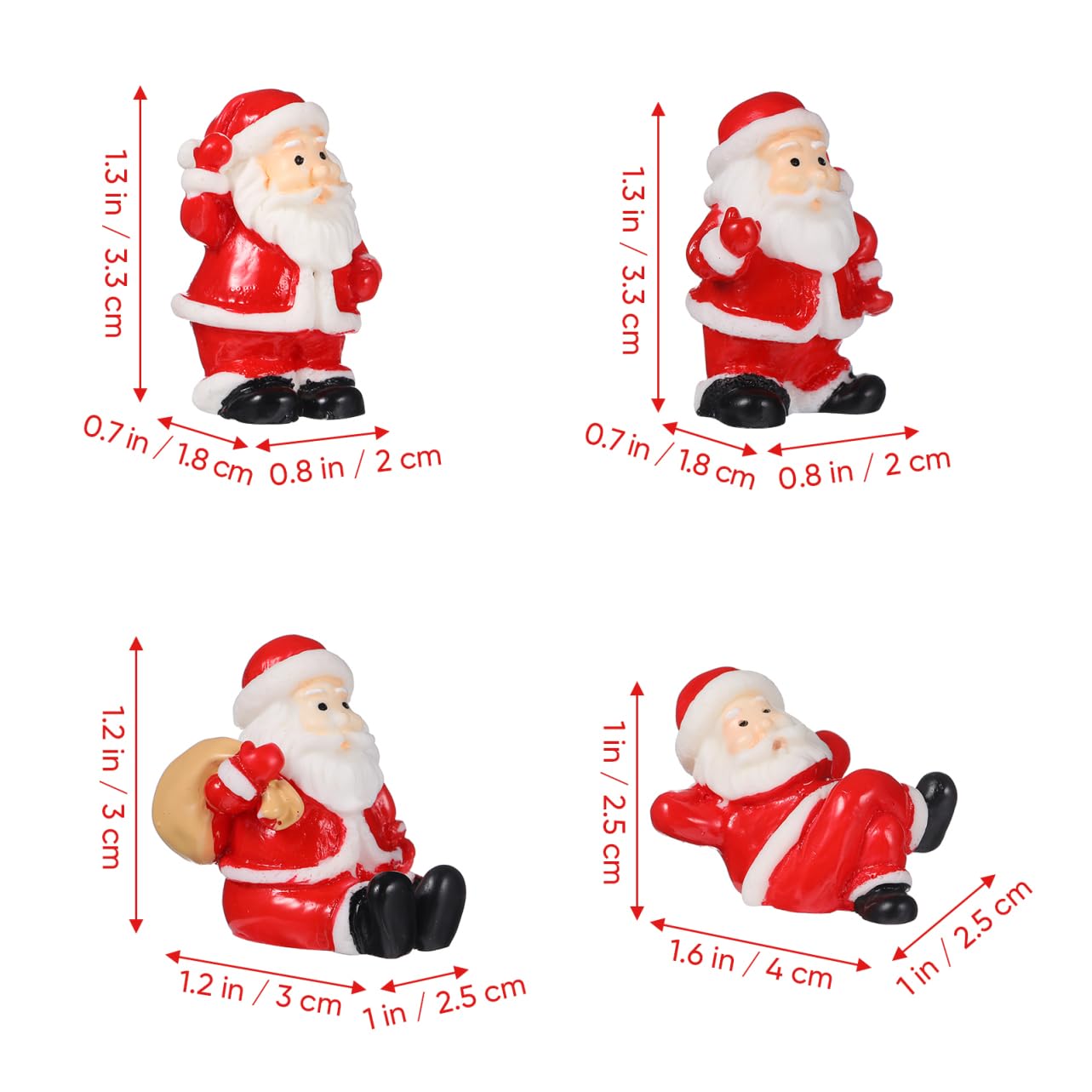 BESTOYARD 12Stücke Santa Claus Figuren Aus Harz - Mini Weihnachtsmann Deko FüR Mikrolandschaften Tisch Dekoration Und Festliche AnläSse 3X2X1 cm