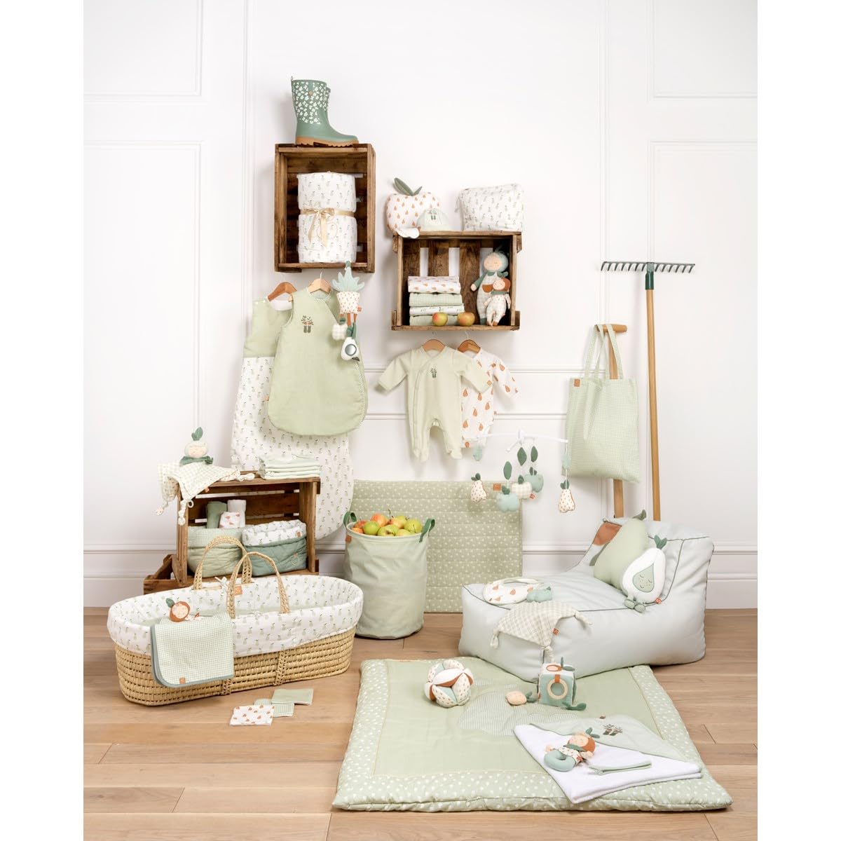 Trousse de toilette et carrés éponge en coton Vert tilleul