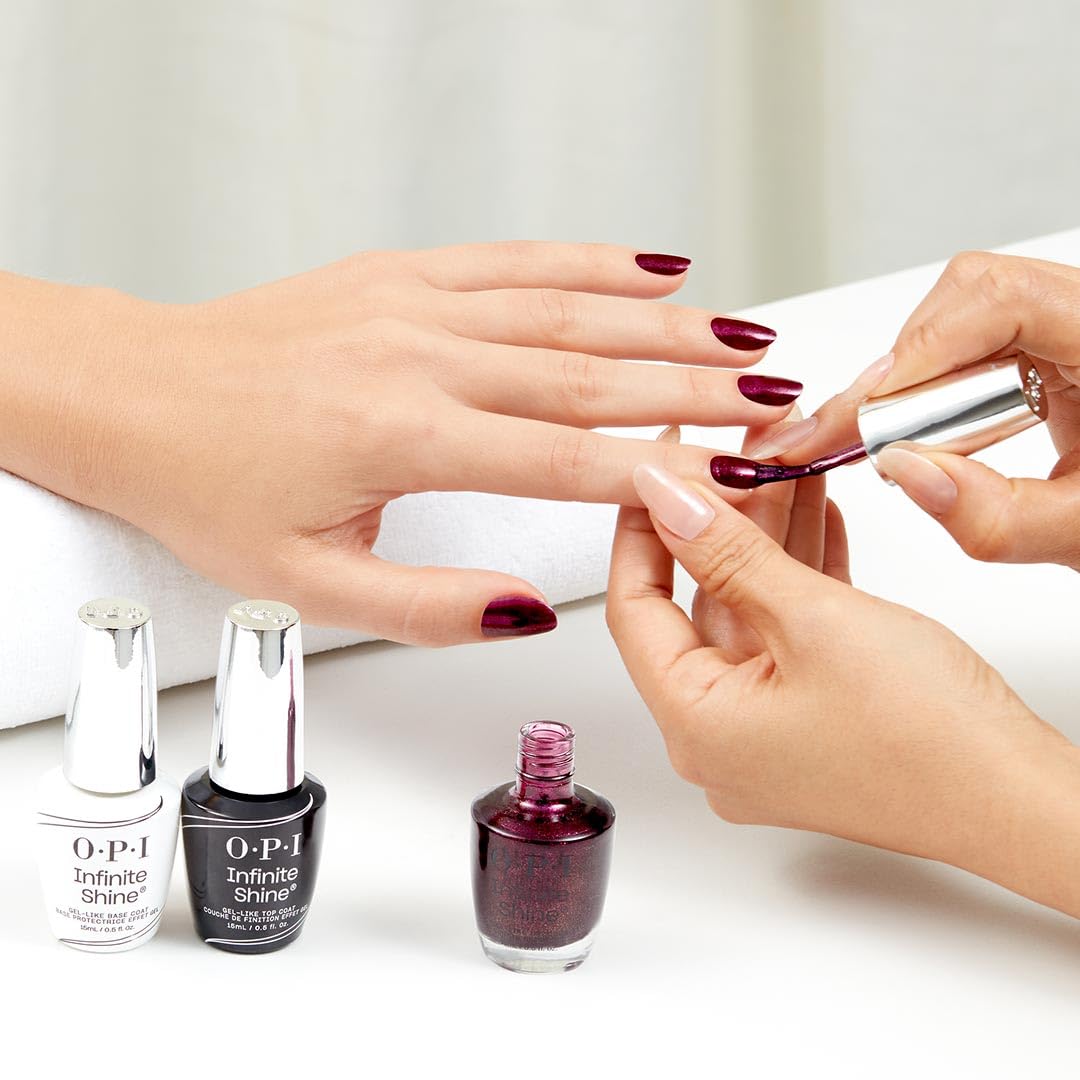 OPI Infinite Shine Vamp Champ | Kit Smalto + Base & Top Coat | Viola Metallico | Smalto Semipermanente a Lunga Durata | 3x15ml