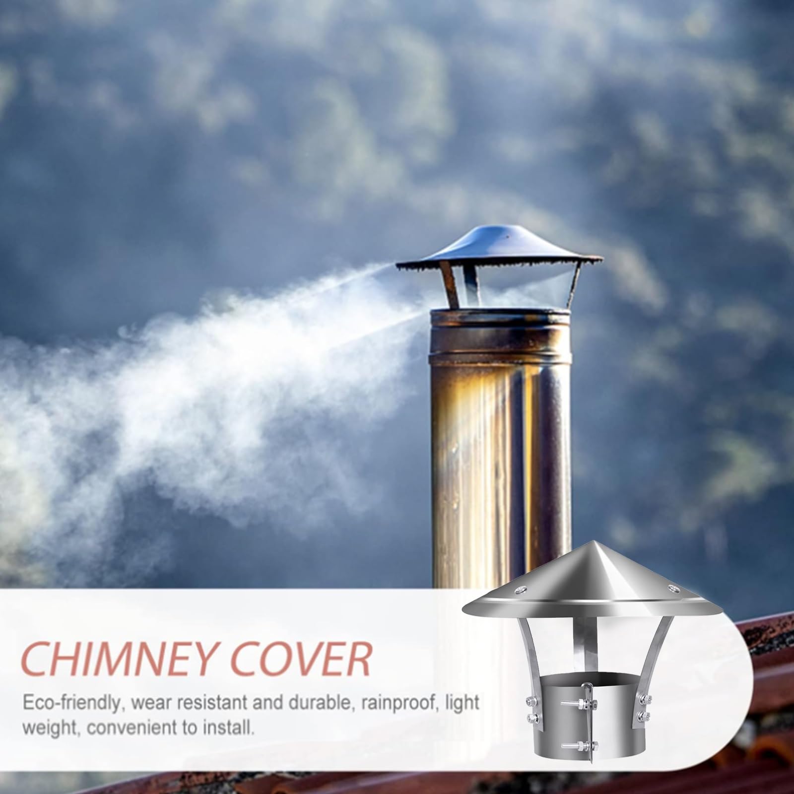 Tapas para Chimenea, Tapa cónica galvanizada para Chimenea - Tapa de Acero Inoxidable para Chimenea, Cubierta de conducto y protección de ventilación, 25 cm de diámetro x