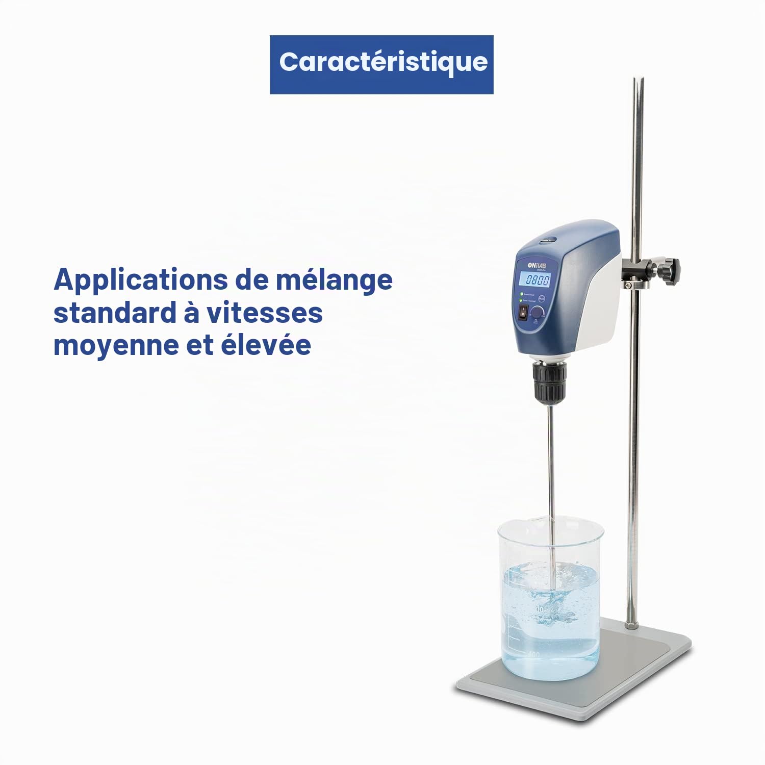 ONiLAB 18900071 Agitateur à hélice à 4 lames en acier inoxydable 316L, diamètre de l'agitateur 50 mm, diamètre de l'axe 8 mm, longueur de la tige 400 mm
