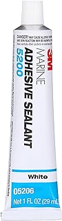 3M Marine Adhesive Sealant 5200 - Permanent Bonding and Sealing for Boats and RVs Above and Below the Waterline Waterproof Repair, White, 1 oz Tube