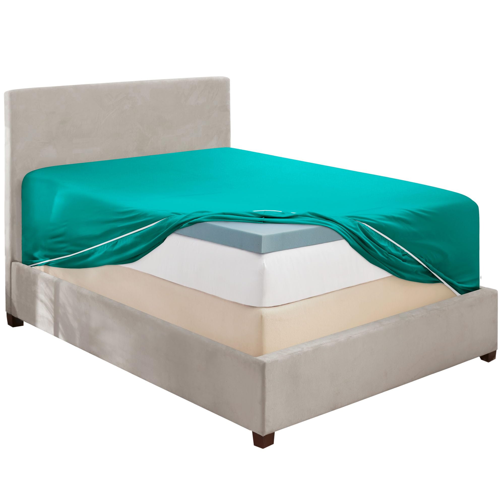 Hearth &amp; Harbor Extra Deep Pocket Twin Fitted Sheet, Teal