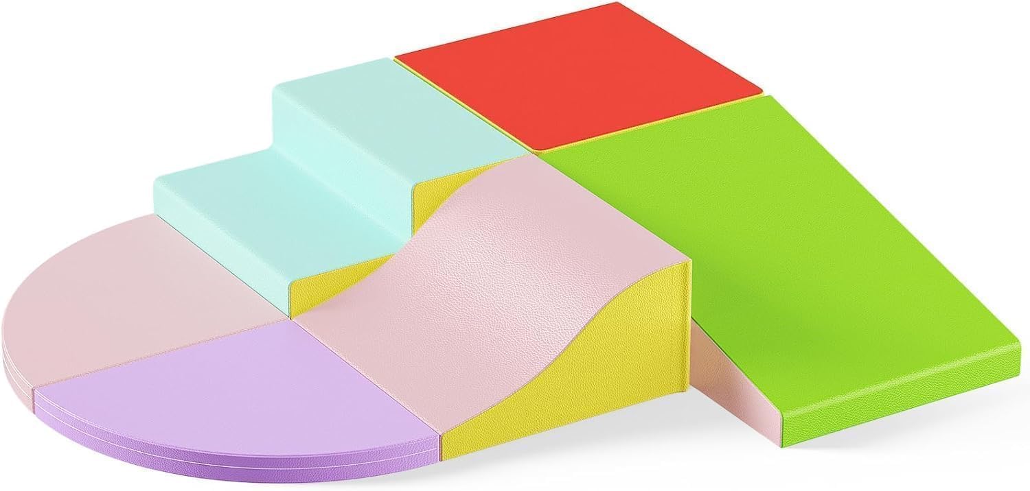 6-teiliges Schaumstoff Bausteine,ungiftige weiche Schaumstoff-Bausteine für Babys Indoor Softbausteine Großbausteine Kinder Montessori Spielzeug faltbarem Block und Tunnel Kleinkinder von 1–3 Jahren